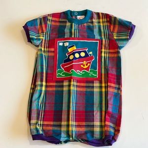 Buster Brown - vintage‎ plaid romper, nwot, 24 month